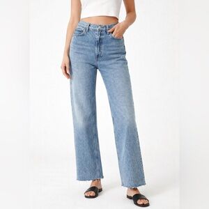 J. Crew Wide Leg Crop Jean Raw Hem Womens 27 Blue Style BX560